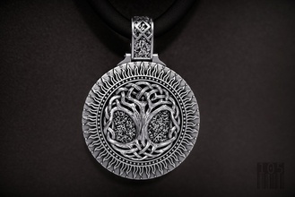 pendant tree life yggdrasil jewelry silver scandinavian slavic symbols runes ancient style wood talisman sun shining sculpt pattern luxury wax 3d print model - Mito3D