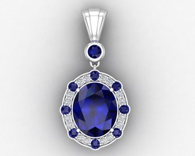colgante de la vendimia el vintage azul los diamantes zafiros 3d print model - Mito3D