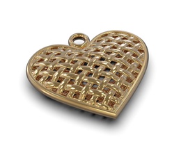 pendentif coeur en osier tressé la canne à sucre or cœur bijoux de luxe pendentifs d'argent saint-valentin l'osier 3d print model - Mito3D