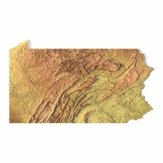 Pennsylvania stl 3d Stampa modello terreno Uniti d'America nazione America arte carta geografica 3d print model - Mito3D