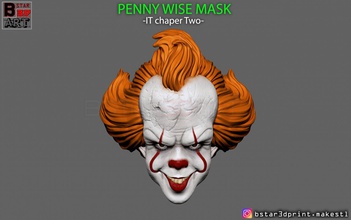 penny weise maske it kapitel 3d drucken modell spielzeuge 3dexport helm cosplay halloween penny wise cosplay mask grusel toy 3d print model - Mito3D