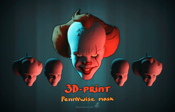 pennywise mask 3d-printable 3dprint clown dancing it2017 it2018 lovers losers band headmask head sculpture 3d print model - Mito3D