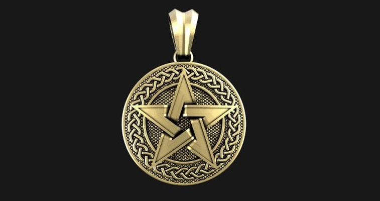 pentagram pendant 3d print model in pendants 3dexport jewelry jewel celtic 3d print model - Mito3D