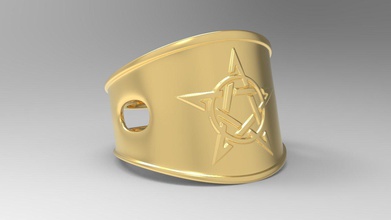 pentagrama anel 3d impressão modelo in argolas 3dexport joalheria jóia metal mistical estrela 3d print model - Mito3D