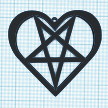 pentaheart orecchino pentagramma cuore alternativa Gotico 3d print model - Mito3D