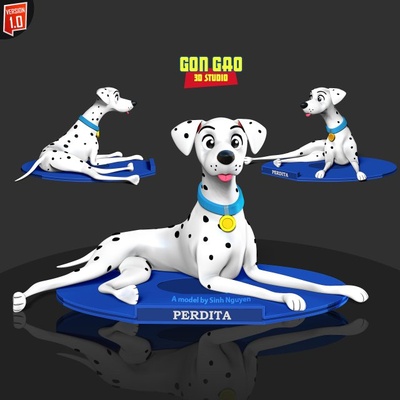 perdita 101 dalmata fan art 3d stampa modello in animali 3dexport cane cani cartone animato carina 3dprint statua figura 3dprinting animale domestico 3d print model - Mito3D