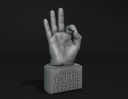 mükemmel motivasyon hatırlatma dekor ilham el işaret Tamam ayakta durmak sembol anatomi sıra ofis masa dekorasyon Sanat şekil vermek heykel insan parmaklar masaüstü 3d print model - Mito3D