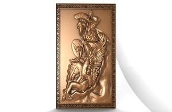 perseo on pegasus cnc 3d stampa modello in segni loghi 3dexport peseus greco mitologia bas relief arte fantasia cavallo spartano soldato 3d print model - Mito3D