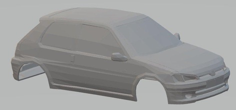 peugeot 106 rallye s2 printable body car 3d print model in automotive 3dexport slot scalextric rc miniz tamiya hobby micro 3d print model - Mito3D
