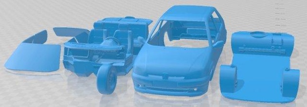 peugeot 106 rallye s2 imprimible coche vehiculo 3d impresión modelo in automotor 3dexport espacio scalextric tamiya rc miniz pasatiempo micro 3d print model - Mito3D
