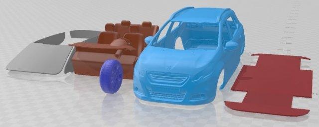 peugeot 2008 2013 yazdırılabilir araba otomotiv yuva ölçülü Tamiya rc miniz hobi mikro döküm 3d print model - Mito3D