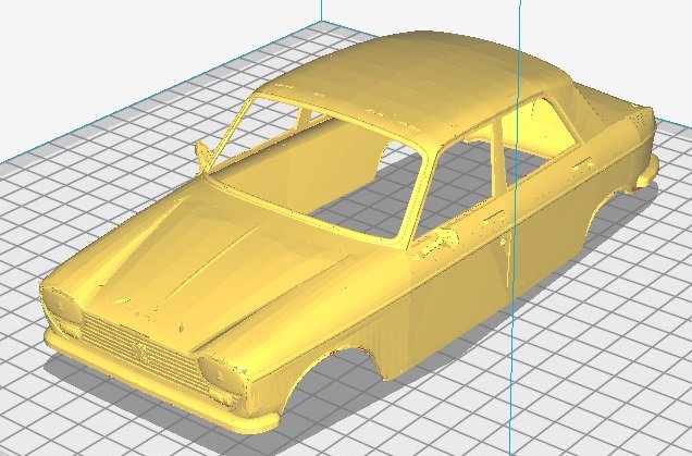 peugeot 204 imprimível corpo carro 3d impressão modelo in automotivo 3dexport rc miniz fenda escalextrico tamiya passatempo micro 3D print model - Mito3D