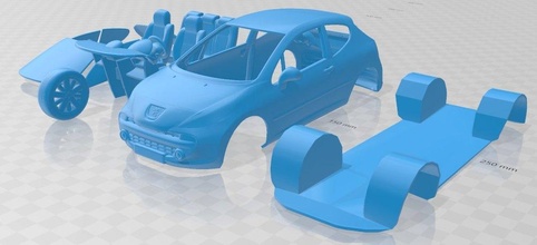 peugeot 207 2006 imprimable voiture 3d impression modèle in automobile 3dexport fente scalextric tamiya rc miniz loisir micro 3d print model - Mito3D