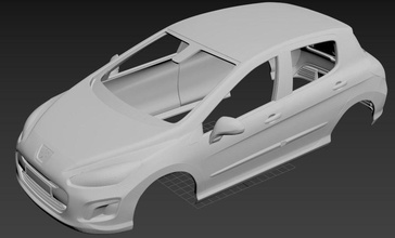 peugeot 308 imprimable corps voiture 3d impression modèle in automobile 3dexport fente scalextric miniz rc tamiya 3d print model - Mito3D