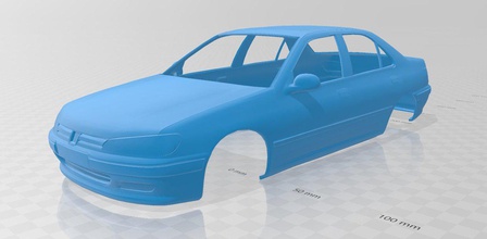 peugeot 406 printable body car 3d print model in automotive 3dexport slot scalextric rc tamiya 1-10 1-32 1-24 3d print model - Mito3D