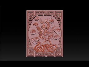 phoenix - cnc relief 3d print model in mathematical art 3dexport dragon unicorn turtle wood carving wonder statue gilded carved wooden pagoda panel stl artcam 3d print model - Mito3D