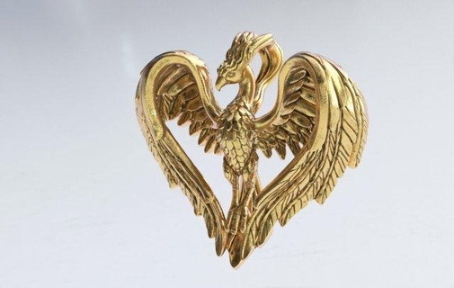 phoenix heart pendant pendants bird animal fire love wing nature potter feather valentine jewelry gold silver eagle mythology dragon magical creature 3d print model - Mito3D