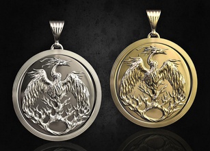 phoenix pendant 3d printable jewelry jewellry pendants gold silver fashion women men bird mythical platinum animal stylish 3d print model - Mito3D