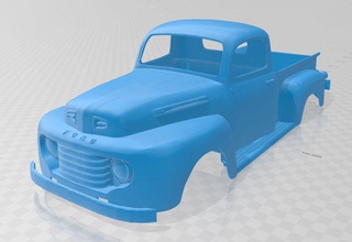pick up 1950 printable body truck 3d print model in automotive 3dexport slot scalextric tamiya rc miniz hobby 1-10 1-24 1-32 3d print model - Mito3D