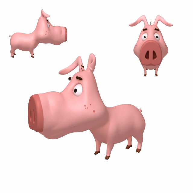 pig cartoon 3d model in 3dexport animal farm swine piglet hog warthog farmer piggie boar hoggish animals meat pork bacon piggy ham willage agriculture 3D print model - Mito3D