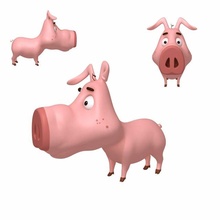 pig cartoon 3d model in 3dexport animal farm swine piglet hog warthog farmer piggie boar hoggish animals meat pork bacon piggy ham willage agriculture 3d print model - Mito3D