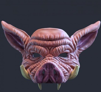 pig mask clothing costume wild halloween cosplay terror pink monster scare farm field therians 3d print model - Mito3D