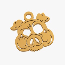 pig muzzle trinket piggy swine sow face snout nose head keychain silhouette shape souvenir medallion newyear 2019 3d print model - Mito3D