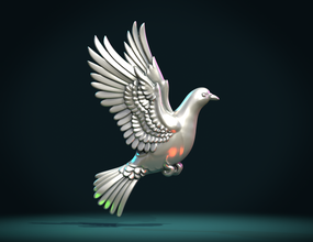 pombo bas relief 3d impressão modelo in escultura 3dexport pássaro céu pena asas espírito pomba joalheria arte 3d print model - Mito3D