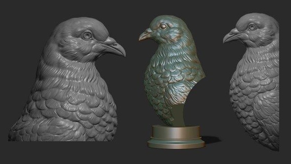 pigeon bust animals bird animal head decor printable pendants sculptures art 3d print model - Mito3D