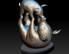 porcos lembrança estatueta de impressão 3d modelo escultura animais a arte figurine porco javali jewerly stattuette figura jóias 3d print model - Mito3D