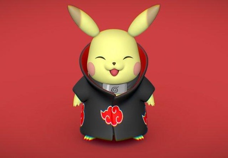 pikachu - akatsuki collection 3d print monsters & creatures pokemon naruto 3dprint anime 3d print model - Mito3D