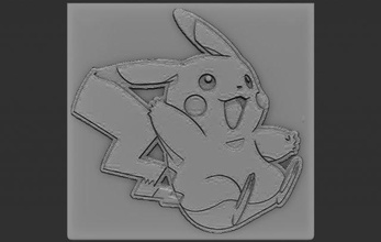 Pikachu alivio relieves modelo relieve dibujos animados pokemon 3dtable 3dtableau 3dprint 3dprinted 3dprinting 3dprinter 3d print model - Mito3D