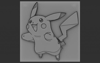 pikachu soulagement 3d impression modèle in 3dexport reliefs relief dessin animé pokémon 3dtable 3dtableau 3dprint 3dprinter 3dprinted 3d print model - Mito3D