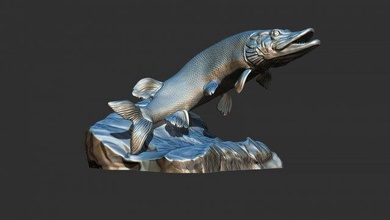 pike fish luce jack miniatures figurines gold silver 3dprintble jewelry statue sculpture cnc 3d print model - Mito3D