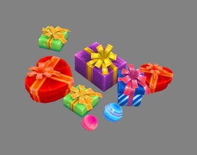 pile cartoon gift boxes - love square box candy ribbon birthday celebration marry wedding lover lovegift surprise happy romantic valentine sweet christmas lowpolymodel hand 3d print model - Mito3D
