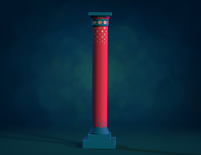 pilier colonne texturé architecture antique fantaisie fleurs pbr uv textures 3d print model - Mito3D