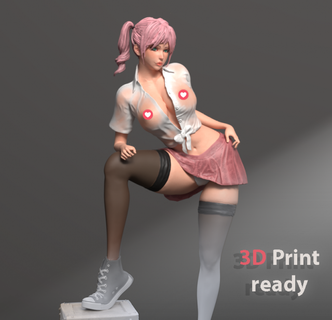 pink skirt  - sweetie girl   woman pantyhose sculpture woman statue fashion character girl pink skirt sweetie pretty hot body art shirt wet hair cute game print  3d print model - Mito3D