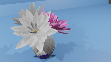 pink white flowers flower flowerport vas interiror 3d print model - Mito3D