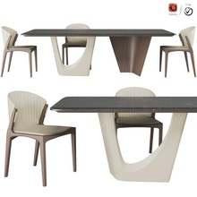 höhepunkt tabelle luisa stuhl 3d modell 3dexport lernball restaurant cafe essen minimalistisch turri hölzern leder innere esszimmer marmor dining table 3d print model - Mito3D