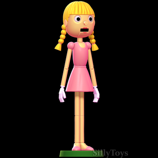 pinocho niña shrek niño hembra muñeca juguete figura vestido rosado rubio mujer madera 3d print model - Mito3D