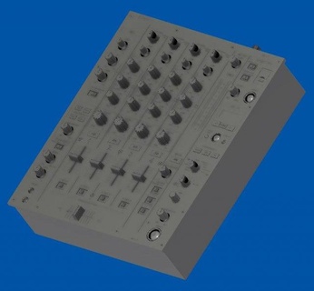 Pionier djm 4 channel Rührgerät Audio Eingänge Phono Plattenspieler Auswirkungen eq dazugewinnen Crossfader Filter Hall Verzögerungen kompakt tragbar DJ 3d print model - Mito3D