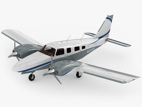 piper pa-34 seneca v 3d model in commercial 3dexport five 34 plane twin-engined light aircraft piston twin propeller private civil taxi detailed realistic rigged 3d print model - Mito3D