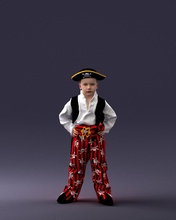 pirate costume 1121 3d impression prêt analyse modèle polygone Impression 3D Humain Masculin réaliste posé personnage miniature enfant style mode photoenfants 3d print model - Mito3D