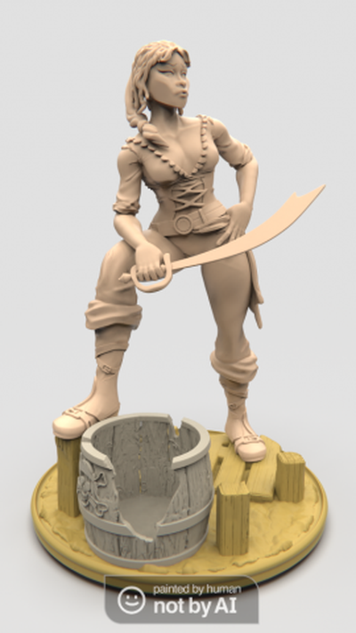 pirata menina 3d impressão modelo in escultura 3dexport piratas esculturas 3dcharactermodel 3dprint personagem 3d print model - Mito3D