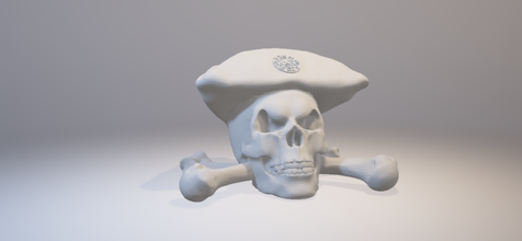 pirate skull - pirates caribbean medelis medelis3d logo sign sea water harbor art model print stl obj free bones 3d print model - Mito3D