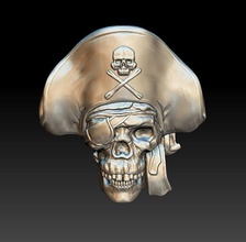 pirate skull 1 - relief 2020 3d print model in sculpture 3dexport bone teeth art mask medalion coin silver demon devil zippo fantasy face gold badges 3d print model - Mito3D