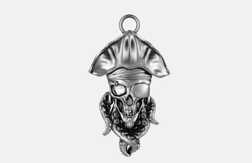 pirata cráneo colgante pendiente 3d impresión modelo colgantes joyería joya tentáculos marina mar 3d print model - Mito3D