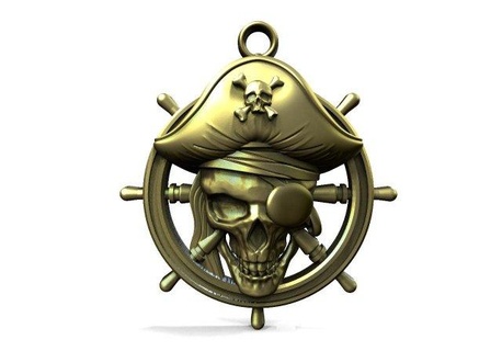 pirata cráneo colgante pendiente colgantes joyería joya marina 3d print model - Mito3D