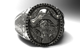 pirate skull ring sea jewelry ocean jewel fashion art 3d print model - Mito3D
