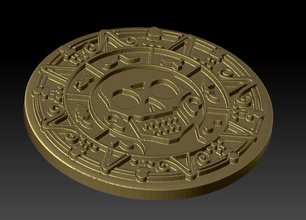 pirati of caraibico medaglione 3d stampa modello in monete distintivi 3dexport moneta cranio i soldi 3d print model - Mito3D